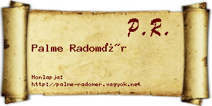 Palme Radomér névjegykártya